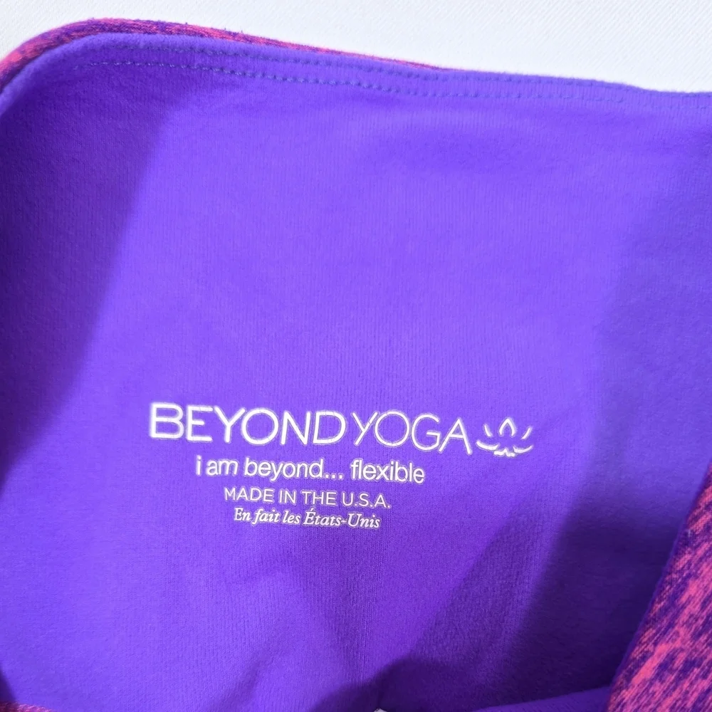 Beyond Yoga Women’s 2Pc Set Size S Pink Purple Leggings & Tank Built-In Bra